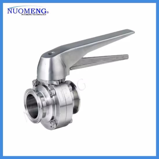 Sanitary Stainless Steel SS304/316L Multi-Position Plastic Handle /Pulling Handle Welded Butterfly Valve