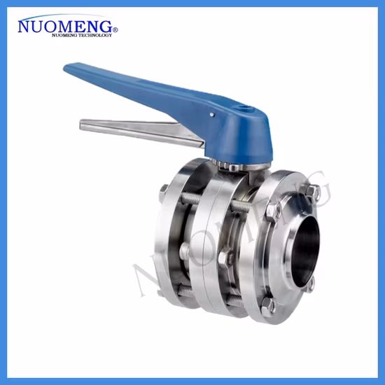 Sanitary Stainless Steel SS304/316L Multi-Position Plastic Handle /Pulling Handle Welded Butterfly Valve